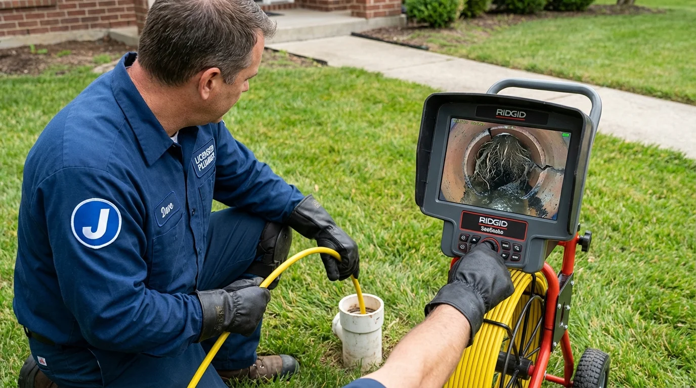 Sewer camera inspection being performed by Johns Plumbing LLC in Rugby